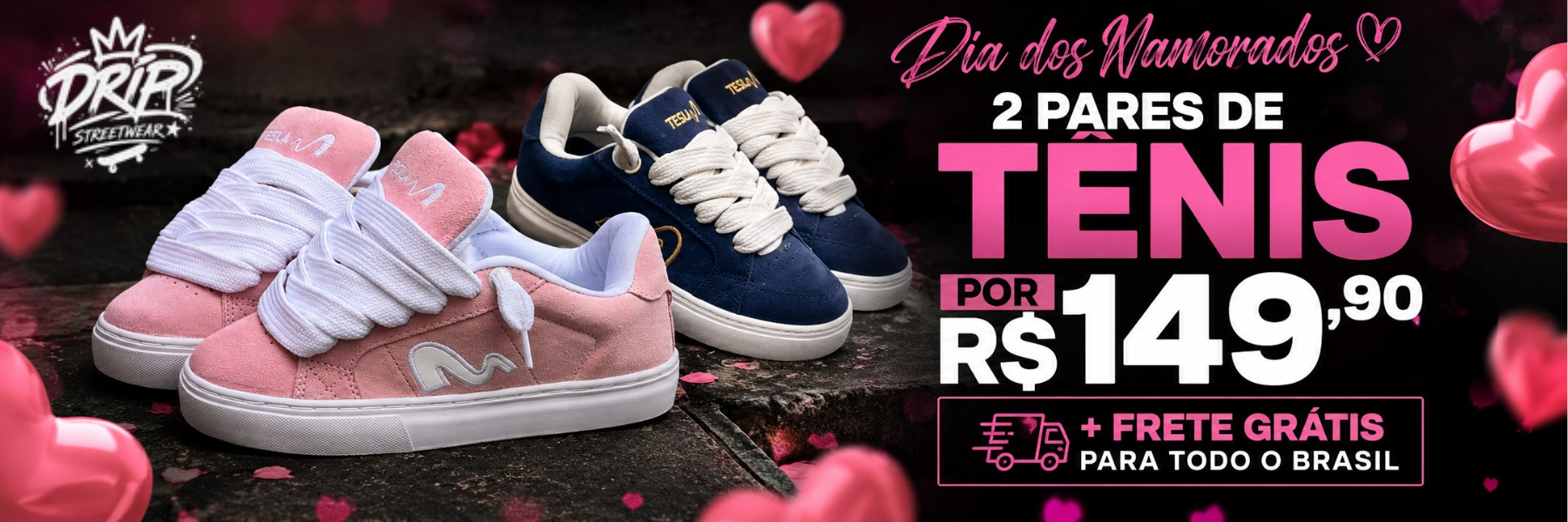 Dia dos Namorados: 2 pares de tênis por apenas R$149,90 + Frete Grátis para todo o Brasil