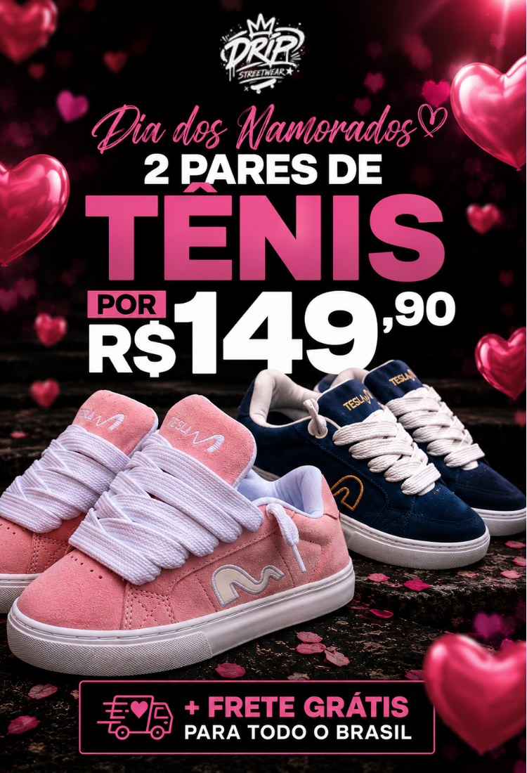 Dia dos Namorados: 2 pares de tênis por apenas R$149,90 + Frete Grátis para todo o Brasil